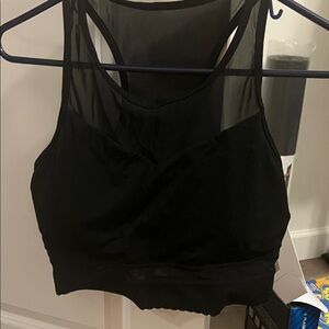Black Mesh-Back Sports Bralette